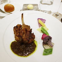 レストラン シャルム - 骨付き仔羊のグリエ(網焼き) アンチョビ香る春菊のソース