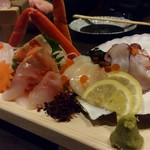 北海道応援隊　きたいち酒場   - 漁師町の刺身三段板盛　1人前　999円（2人前から）