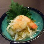北海道応援隊　きたいち酒場   - にほんいち水産　たらば蟹の松前漬け　650円