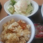 Sugakiya - 五目御飯とポテトサラダです。