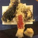 郷土料理 おが - 白子の天ぷら（隠れています）