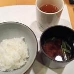 新ばし 星野 - ご飯とお味噌汁