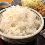 とんとん農場レストラン - ご飯大盛(ガーリックステーキセット)