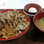 すき家 - 牛すき焼き丼卵セット　肉二倍　しじみ汁変更