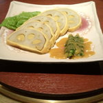 菅乃屋 - 辛子蓮根とグルグル酢味噌