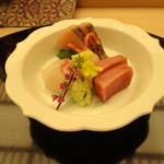 季節料理　なかしま - お造り（器は人間国宝作品）