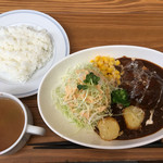 バンブー - ハンバーグとビーフシチューランチ 1100円