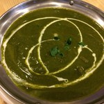 ラズマハル - 201702 クリスナ  ★Cチーズナンセット（辛口ほうれん草チキン・アイスチャイ・990円）★