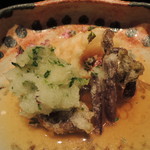 くろぎ - アイナメ、紫ワラビの揚げ出し