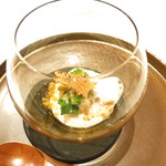 エクアトゥール - 伊豆産金目鯛のスモークミキュイ　タラの白子ソース　自家製カラスミ