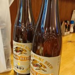 大衆酒場 百崎商店 - ビール大瓶が 380円/本 って、安すぎてビックリなんですけど。思わず２本。