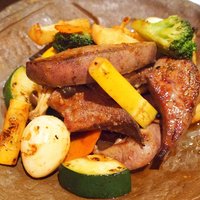 日本料理 楮山 - ランチ定食 1200円 の豚レバー入 八宝菜炒め