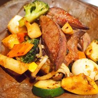 日本料理 楮山 - ランチ定食 1200円 の豚レバー入 八宝菜炒め