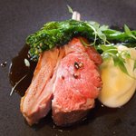 フレンチ サクラ - ランチコース 5832円 の仔羊肉のロースト ジャガイモのピューレとマイクロパセリ添え