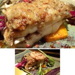 大どころ - ＊太刀魚は厚みも大きさもあり、脂がのり美味しい。 アンチョビソースもいいお味ですよ。添えられた蓮根・かぼちゃは素揚げしてありますので甘いですね。