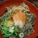 杉津パーキングエリア（上り） フードコート - 大根おろしと鰹節をたっぷりのせた『越前おろしそば』(税込み480円)　写真撮影の前に一味をたっぷりかけてしまった。