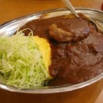 カレーの市民 アルバ 船場店 - オムカレーにハンバーグをトッピング