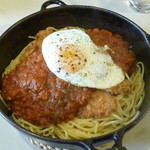 シロクマ食堂 - チーズカツスパ目玉焼き乗せ2017.2月