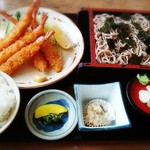 食事処なかやま - エビフライ定食 (そば付)はサービスメニューでこの日は1000円でした