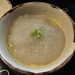 瓢亭 - 河豚の焼白子の蕪蒸し