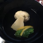 瓢亭 - 海老糝薯と春の菜