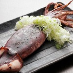 Grilled whole raw squid