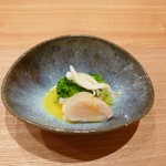 日本料理 e. - ホタテと春の野菜の辛子餡かけ
