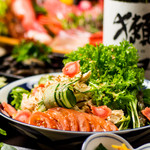 Steamed chicken and tofu salad with sesame sauce