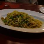 オステリア ブッコ - 菜の花とモンサンミシェルの巻貝のパスタ