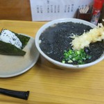 釜揚げ屋 - 生のり天ぷらうどん　鮭おにぎり　￥960