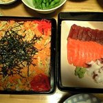 北喜常 - 2011/1/3　マスターからの差し入れ　雲丹チラシ＆刺身盛り！（メニューにはありませんよ）