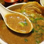 博多とんこつ 天神旗 - 魚極老（ぎょくろう）つけ麺（２００ｇ）　ドロドロスープ　カレーちゃうで～ｗ