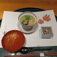 日本料理 幸庵 - 先付~菜の花と牡蠣 野菜擦り流し