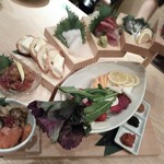 竹庭TOMORI - 前菜３点、お造り３点、松阪野菜の階段盛り