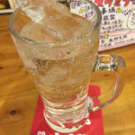 大衆鶏酒場 鶏のチョモランマ - かち割りスパークリングワイン¥430。
平井だと高いんじゃね。