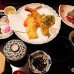 泳ぎいか・ふぐ・いわし・大阪懐石料理・遊食遊膳 笹庵 - 大海老天定食