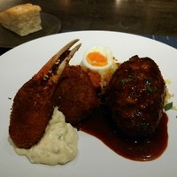 窯焼きステーキ 福田 - 和牛ハンバーグとカニクリームコロッケセットです♪