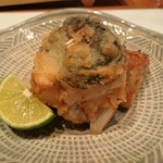 すし 市松 - 揚物　ふぐと海老芋の唐揚げ