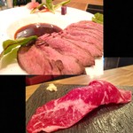 Son-ju-cue - カンガルー肉のローストとサーロイン肉寿司