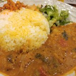 SPICY CURRY 魯珈 - 白菜となすのサンバル(南インドの豆カレー)大盛+カリフラワーウールガイ