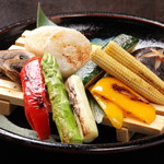 Assortment of 8 colorful grilled seasonal vegetables