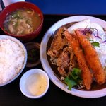 定食や - 鶏から海老フライ定食Sサイズ 820円