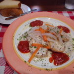 ビストロ アオキ - カジキマグロの粒マスタードクリームソース（スープ、デザート、コーヒー付き）700円