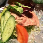 八千代 - 【牛肉懐石】進肴　冷シャブ、繊野菜