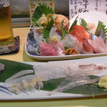 開陽亭 すすきの店 - 一人前刺身盛とイカ刺し半身