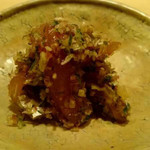 蓮 - 出水鯵、茗荷、紫蘇、白胡麻の和え物