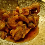 蓮 - かりかりっに香ばしく、鮎が香りだけでなく強い旨味の魚であることを感じる。鼈甲あんの上品な甘みとともに美味。