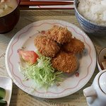 キッチン風 - カキフライ定食 三陸産(半分は帆立フライ 網走産)