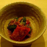 蓮 - 赤万願寺唐辛子 緑万願寺唐辛子の焼き浸しをかき立てのかつ節で