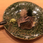 蓮 - 北海道秋刀魚炙り。肝を酒で炊いたものを裏ごしたタレで。